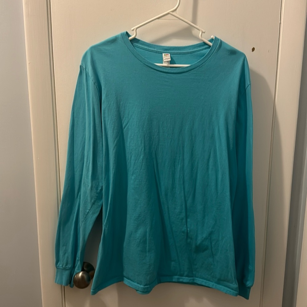 Fruit of the Loom Long Sleeve Teal Tee, size L